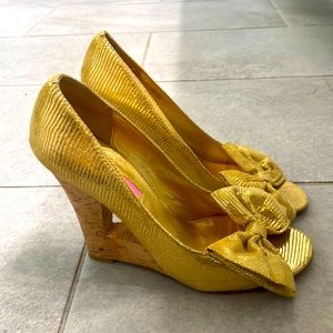 Betsey Johnson Gold Wedges Heels